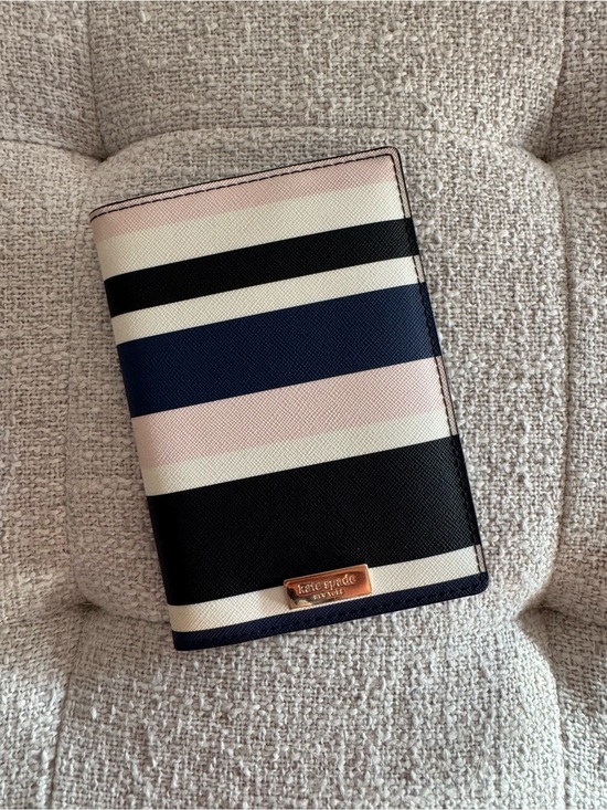 kate spade Accessories - kate spade Striped Passport Holder in Navy, Black & Blush